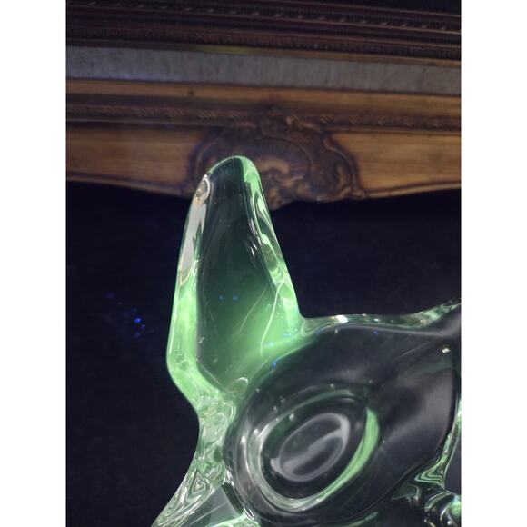 Vintage 1950s-70s Kanawha UV Reactive Freeform Art Glass Bird Dish 8.25" - Picture 2 of 8